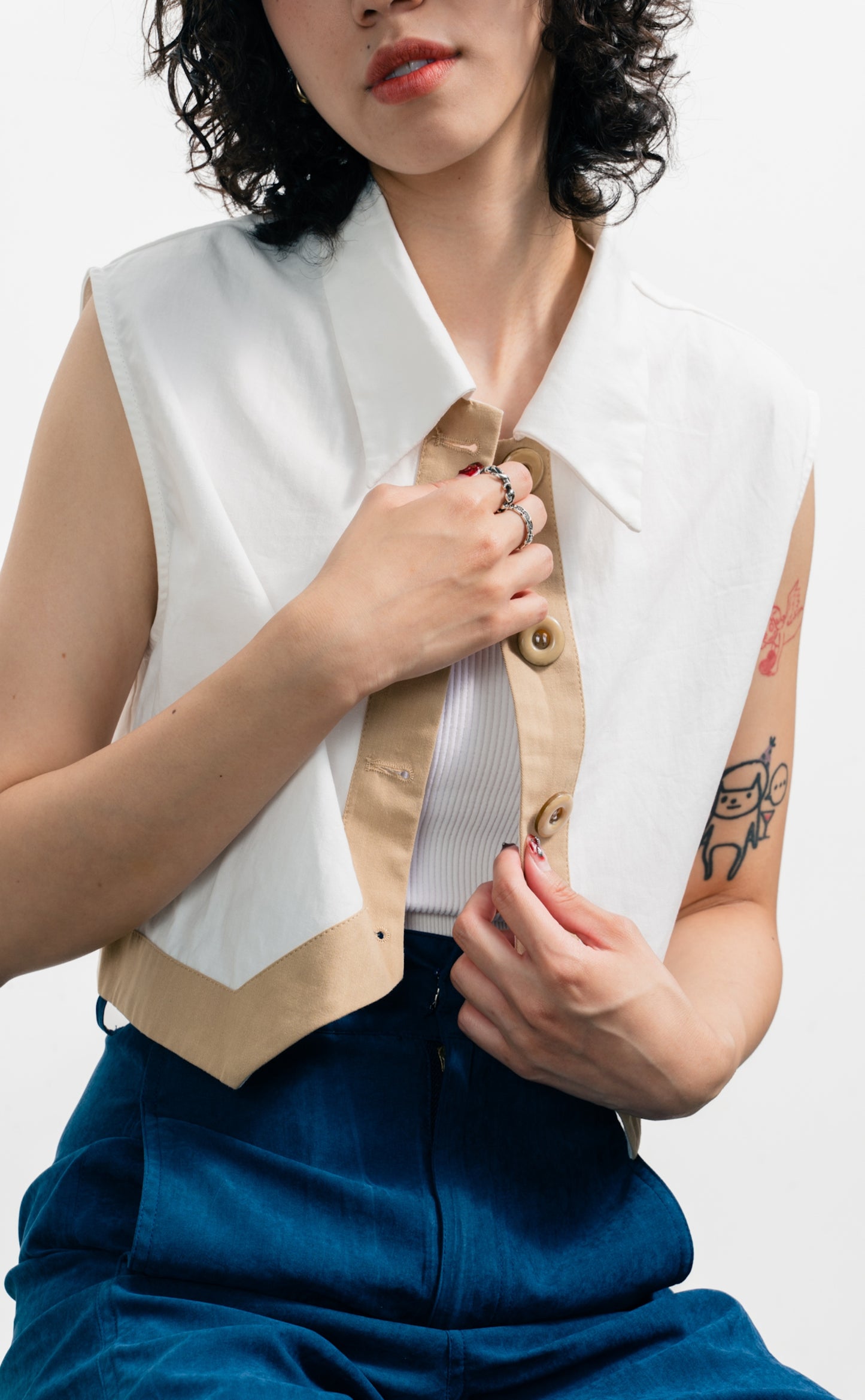 Cotton Two-Tone Vest